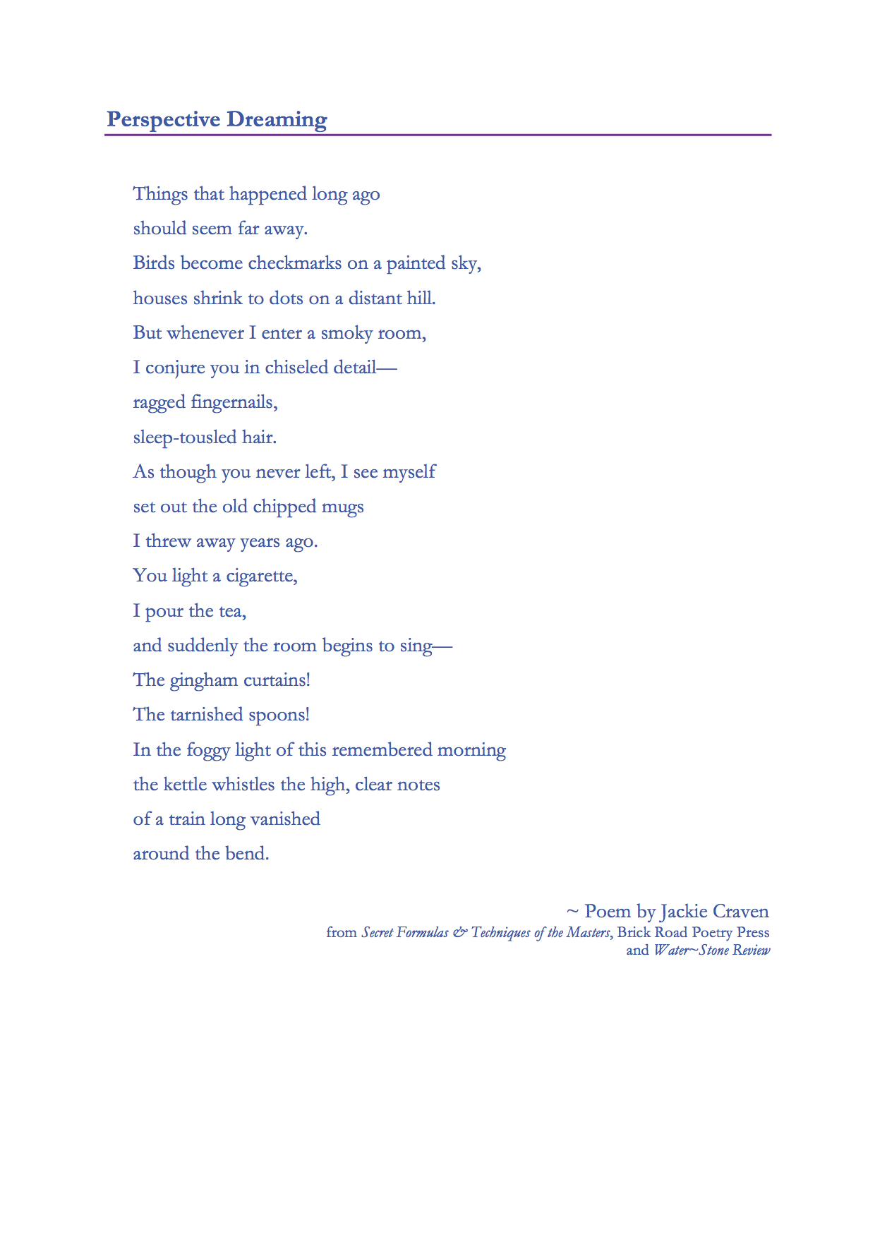 Poem by Jackie Craven