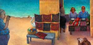 Diners on Beach, Painting